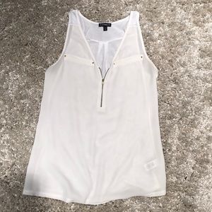 EXPRESS white tank top with gold zipper